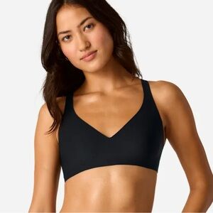 NWT Bombas Women's No Show Plunge Bralette, black, size L